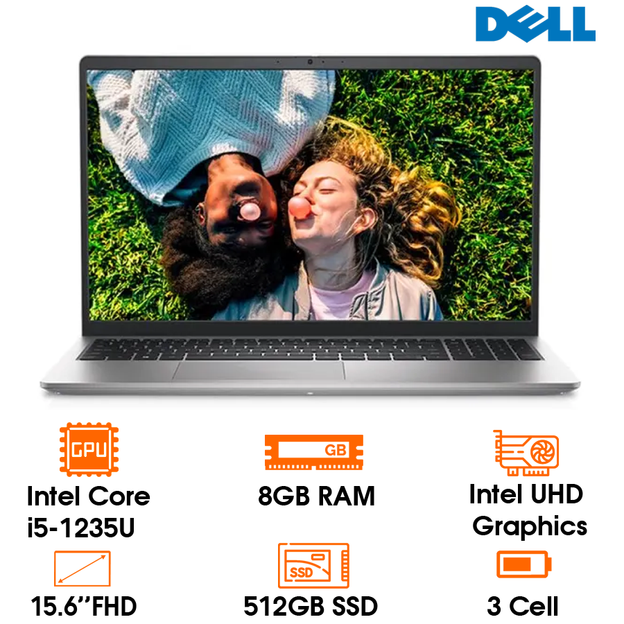 Laptop Dell Inspiron 15, i5-1235U, 8GB, 512SSD, 15.6” FHD, UMA, Win11+Office HS21, bạc, P112F007) (N3520-i5U085W11SLU)