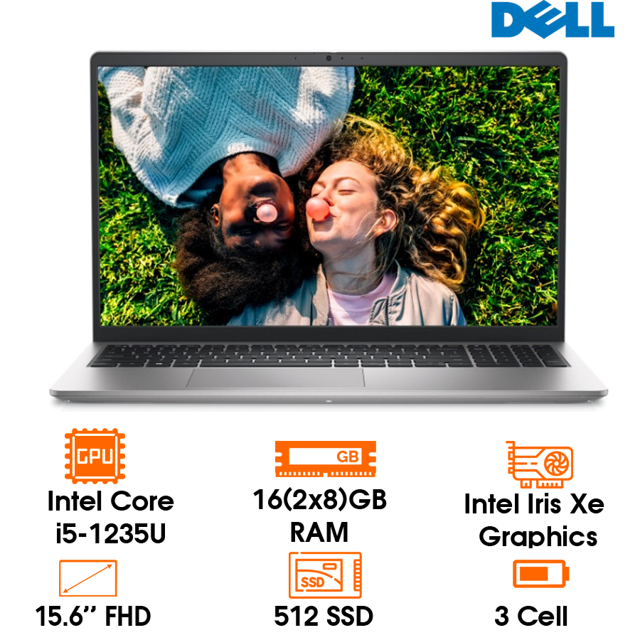 Laptop Dell Inspiron 15 3520 -Silver- 15.6 FHD; Intel Core i5-1235U; 16GB (2x8gb); 512GB SSD; Carbon Silver; 3 cell 41Whr; Win11H+ OfficeHS24, Microsoft 365 Basic 1 year; 1Y IH (N3520-N5I5057W1-Silver)