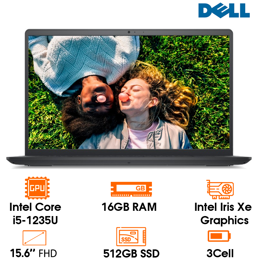 Laptop Dell Inspiron 15 3520, i5-1235U, 16GB, 512GB SSD, Intel Iris Xe Graphics, 15.6" FHD, 3C 41Wh, ac+BT, OfficeHS24, McAfee LS, FP, KYHD, Win 11 Home, Đen (Black), 1Y (N3520-71054775)