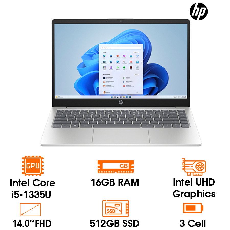 Laptop HP 14-EP0112TU-8C5L1PA i5-1335U/16GD4/512GSSD/14.0FHD/Wlax/BT5/3C41WHr/W11SL/Silver