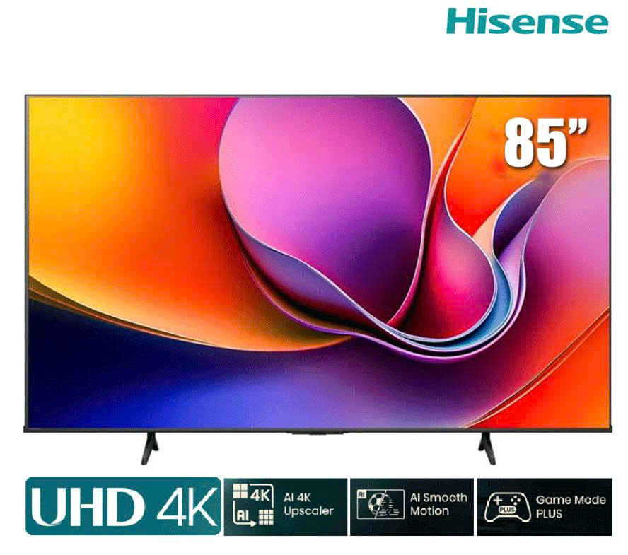 TV Hisense 85-inch 4K 85A6Q 2025 - Vidaa OS; IPS 60Hz; 330 Nits; WiFi 5; AIPQ; 4K AI Upscaler; Dolby Vision; DTS Virtual X 2.0 30W