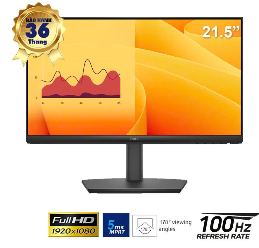 LCD 21.5-inch Dell E E2225HSM VA- 16:9; FHD(1920x1080); 250 nits; 100Hz / 5ms; Loa 2x4W; DP +HDMI+ VGA; Cable HDMI; 3Y (E2225HSM)